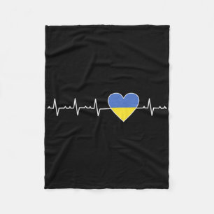 Ukraine Heartbeat Flag Support Ukrainian Pride Fleece Blanket