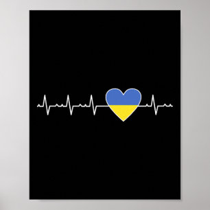Ukraine Heartbeat Flag Support Ukrainian Pride  Poster