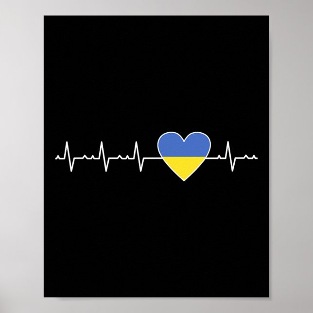 Ukraine Heartbeat Flag Support Ukrainian Pride  Poster (Front)