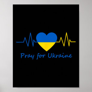 Ukraine Heartbeat Pray For Ukraine Pride Flag Colo Poster