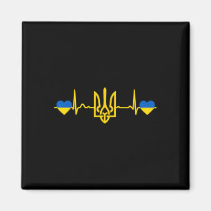 Ukraine Heartbeat Ukrainian Flag Golden Trident Pr Magnet