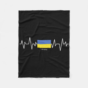 Ukraine Heartbeat Ukrainian Flag Ukrainian Pride Fleece Blanket