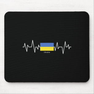 Ukraine Heartbeat Ukrainian Flag Ukrainian Pride Mouse Mat