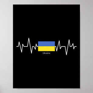 Ukraine Heartbeat Ukrainian Flag Ukrainian Pride Poster