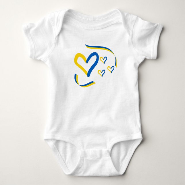 Ukraine Hearts Baby Bodysuit (Front)