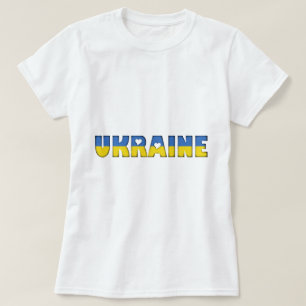 Ukraine Hearts Typography Country Flag Colours T-Shirt