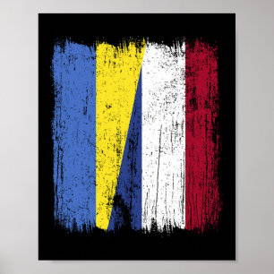Ukraine Holland Half Flag Ukrainian Dutch Heritage Poster