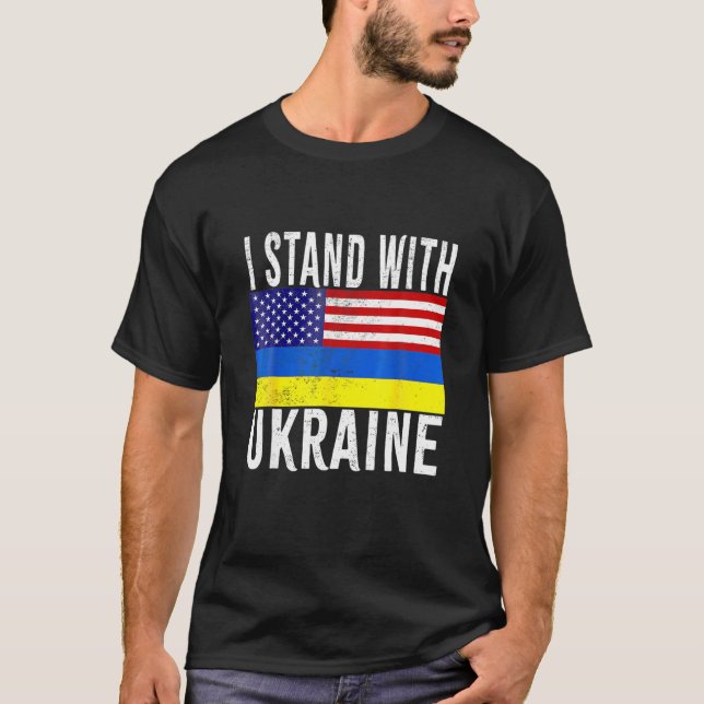 Ukraine I Stand With Ukraine Ukrainian Flag Suppor T-Shirt (Front)