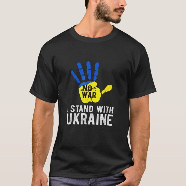 Ukraine I Stand With Ukraine Ukrainian Flag Suppor T-Shirt (Front)