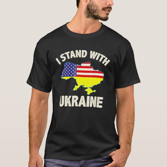 Ukraine I Stand With Ukraine Ukrainian Flag Suppor T-Shirt (Front)