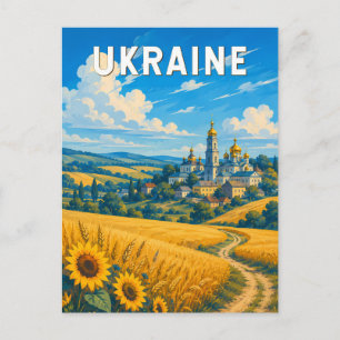 Ukraine Illustration Travel Art Vintage Postcard