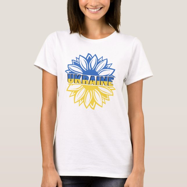 Ukraine in the middle of blue and yellow sunflower T-Shirt (Front)