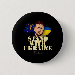 Ukraine Indiana Dog Tag Tryzub Zelensky Stand With 6 Cm Round Badge