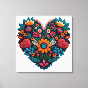 Ukraine-inspired Heart of Flowers Canvas Print