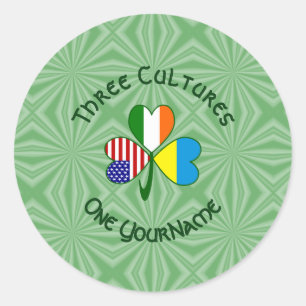 Ukraine Ireland USA Shamrock Flag Personalised Classic Round Sticker