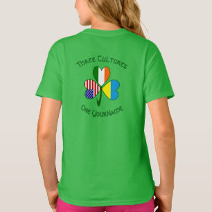 Ukraine Ireland USA Shamrock Flag Personalised T-Shirt