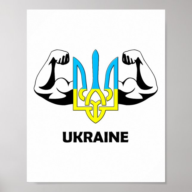Ukraine Is Power! Emblem Of Ukraine. Trident.  Poster (Front)