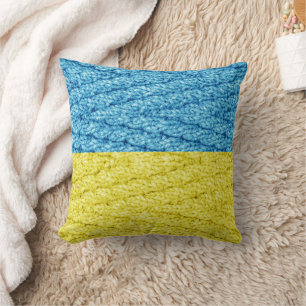Ukraine knitted flag cushion