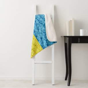 Ukraine knitted flag sherpa blanket