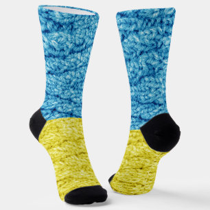 Ukraine knitted flag socks