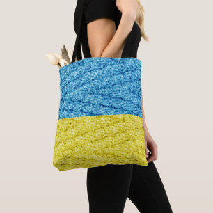 Ukraine knitted flag tote bag