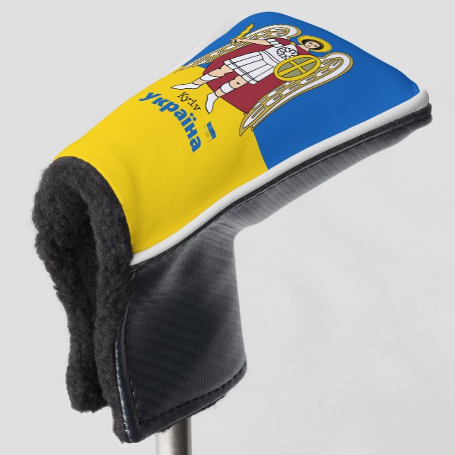 Ukraine & Kyiv City Coat of Arms, Ukrainian Flag   Golf Head Cover (3/4 Front)