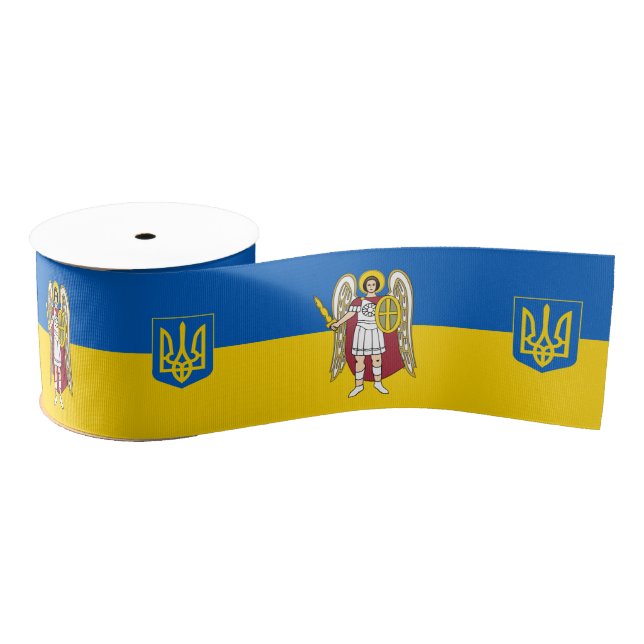 Ukraine & Kyiv City Coat of Arms, Ukrainian Flag Grosgrain Ribbon (Spool)