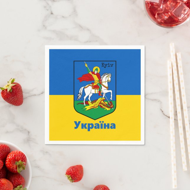 Ukraine & Kyiv Coat of Arms, Knight Herb / Україна Napkin (Insitu)