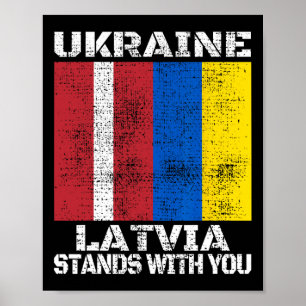 Ukraine Latvia Stands With You Latvian Support Fla Poster