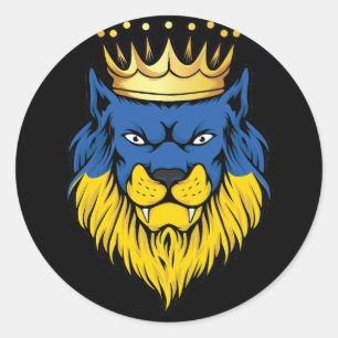 Ukraine  Lion King Flag Classic Round Sticker