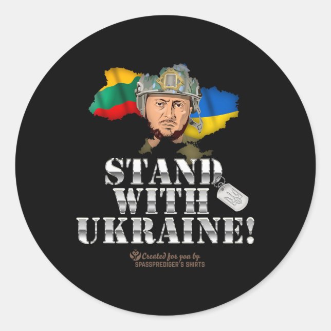 Ukraine Lithuania Flags Dog Tag Zelensky Stand Wit (Front)