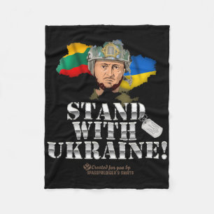Ukraine Lithuania Flags Dog Tag Zelensky Stand Wit Fleece Blanket