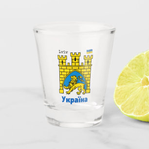 Ukraine & Lviv City - Coat of Arms, Ukrainian Flag Shot Glass