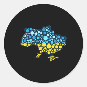 Ukraine Map Blue Yellow Ukraine Flag Modern Art Classic Round Sticker