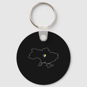 Ukraine Map With Heart In Yellow Blue Ukrainian Fo Key Ring