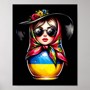Ukraine Matrjoshka With Sungles For Ukrainians Mat Poster