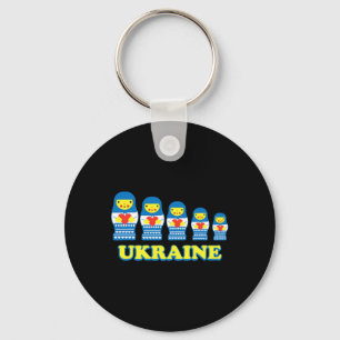 Ukraine Matryoshka Nesting Dolls Hold Hearts Key Ring