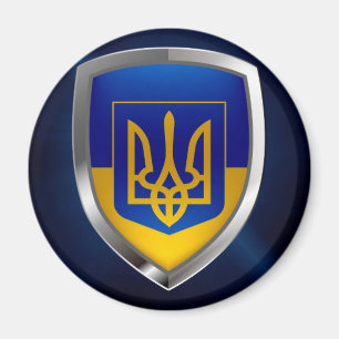 Ukraine Metallic Emblem Magnet