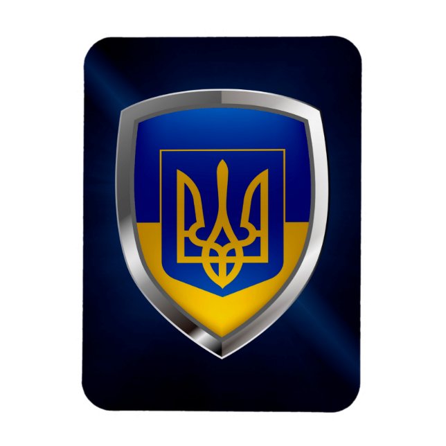 Ukraine Metallic Emblem Magnet (Vertical)