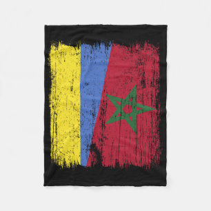 Ukraine Morocco Half Flag Ukrainian Moroccan Herit Fleece Blanket