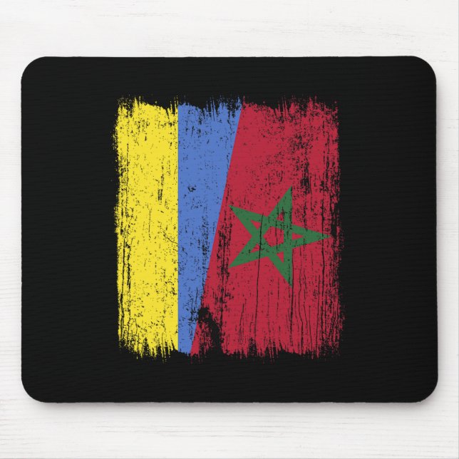 Ukraine Morocco Half Flag Ukrainian Moroccan Herit Mouse Mat (Front)