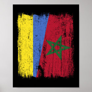 Ukraine Morocco Half Flag Ukrainian Moroccan Herit Poster
