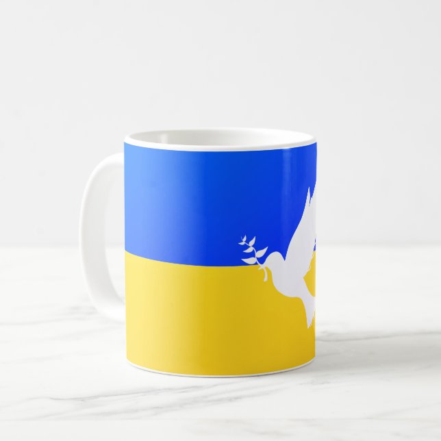 Ukraine Mug Peace Dove Ukrainian Flag Freedom (Front Left)