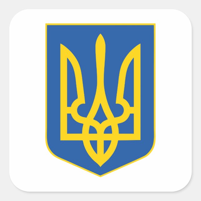 Ukraine national emblem country symbol flag square sticker (Front)