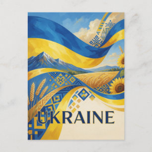 UKRAINE National Flag Colours Travel Postcard