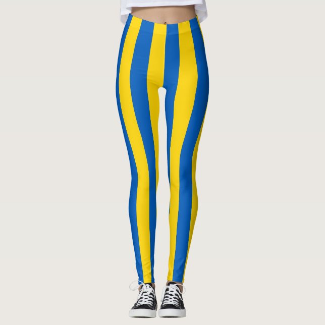 Ukraine National Flag Colours Vertical Striped Leggings (Front)