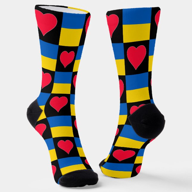 Ukraine National Flag Ukrainian Pride Patriotic Socks (Angled)