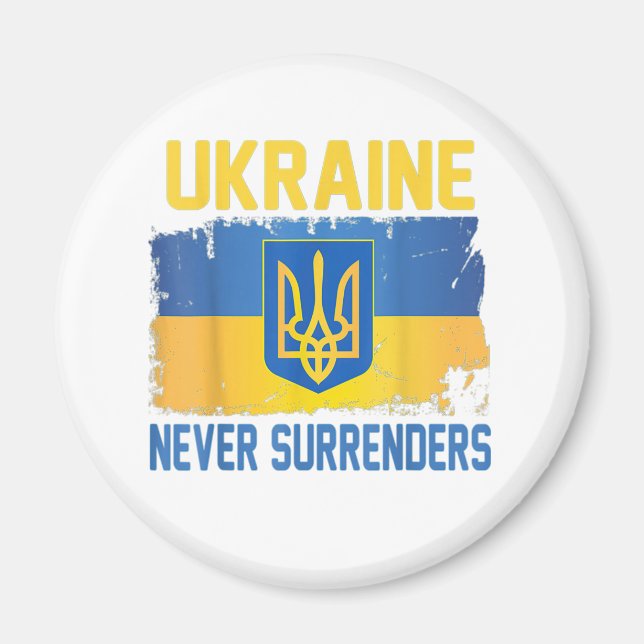 UKRAINE Never Surrenders  Support Ukraina Magnet (Front)
