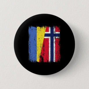 Ukraine Norway Half Flag Ukrainian Norwegian Ances 6 Cm Round Badge