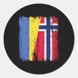 Ukraine Norway Half Flag Ukrainian Norwegian Ances Classic Round Sticker